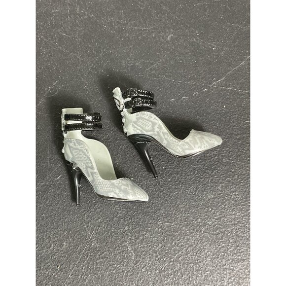 Rainbow High Doll Gray & Black Lace Pattern High Heel Shoes Accessories - Picture 1 of 3